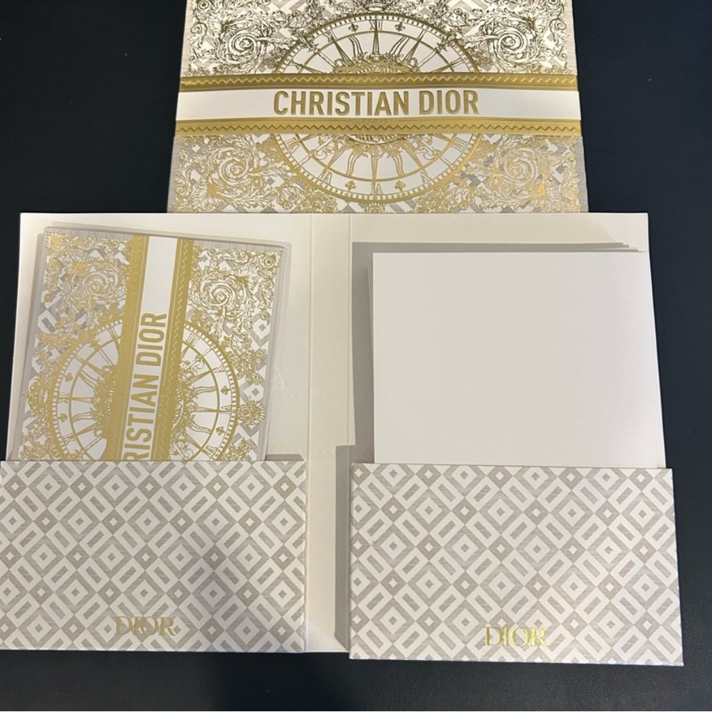 Christian Dior Gold and White Stationery Set
